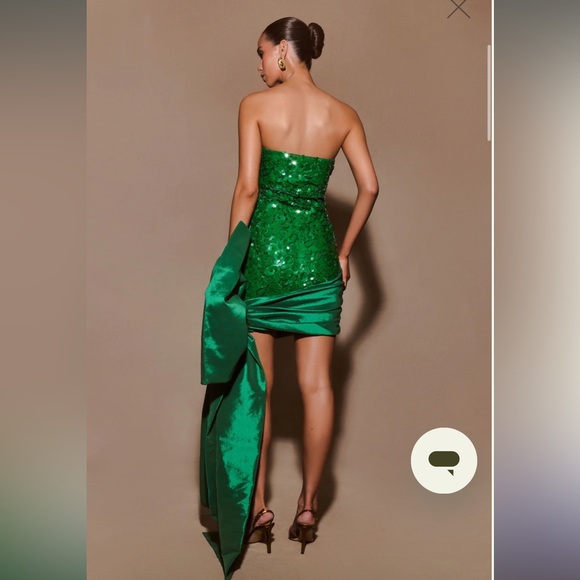 Meshki Strapless Emerald Sequin Dress - Picture 2 of 5